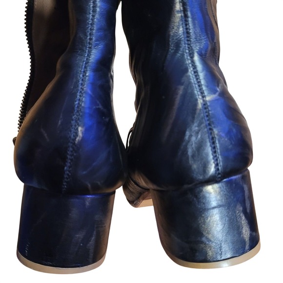 Gee WaWa Anthropologie Distressed Black & Gold Lava Ankle Boots Boho Steampunk - Picture 3 of 11